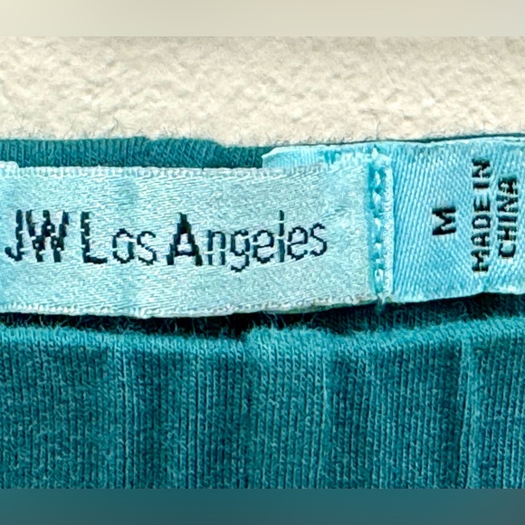 JW Los Angeles Teal Leggings with Navy Embroidery Size Medium - Picture 2 of 3